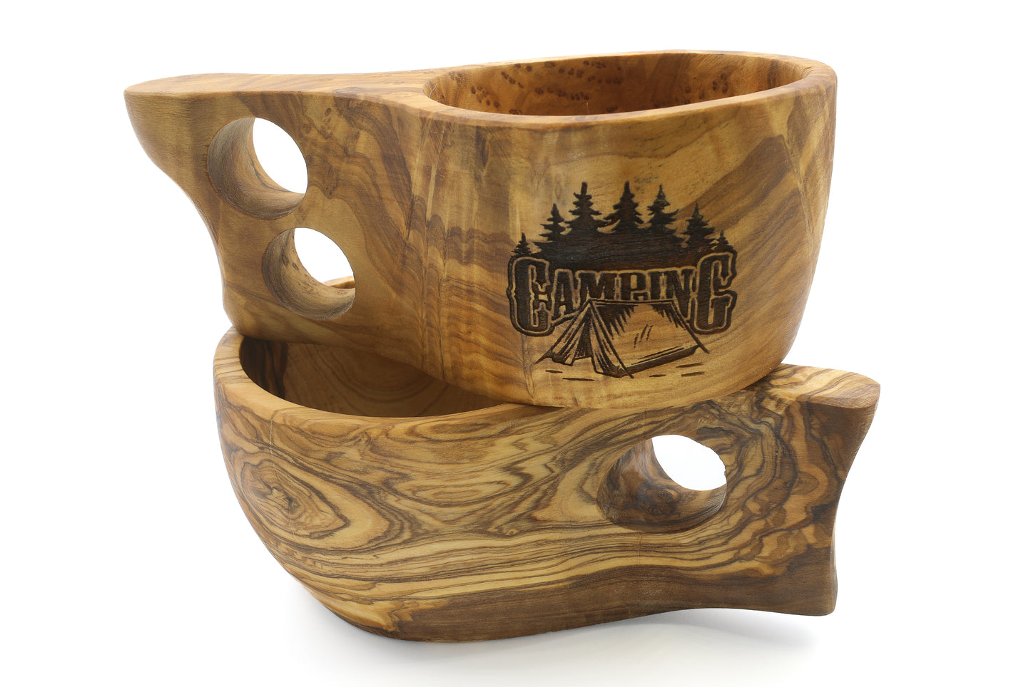 Rustic olive wood kuksa for coffee, tea, or hot chocolate