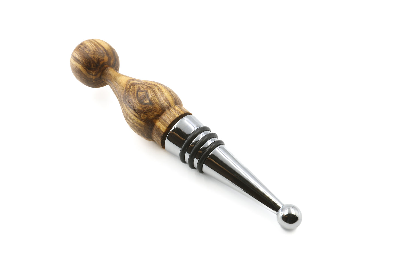Artisanal olive wood bottle stopper for wine connoisseurs