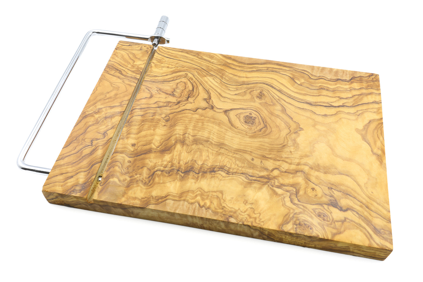 Artisanal olive wood cheese slicer with a girolle swiss for gourmet delights