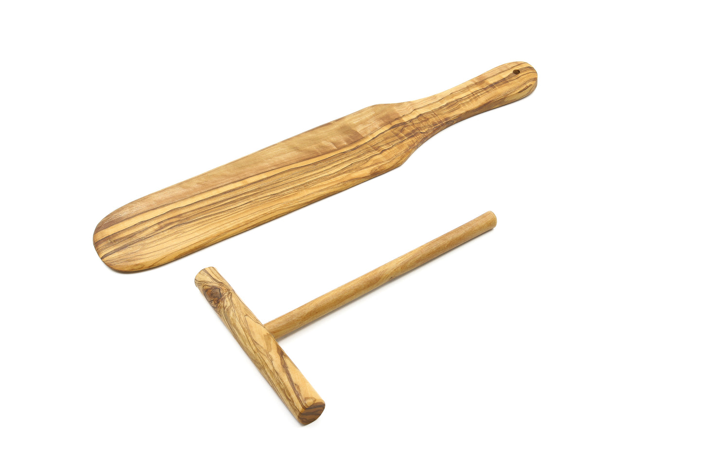 Unique olive wood set designed for basic crepe and pancake preparation
