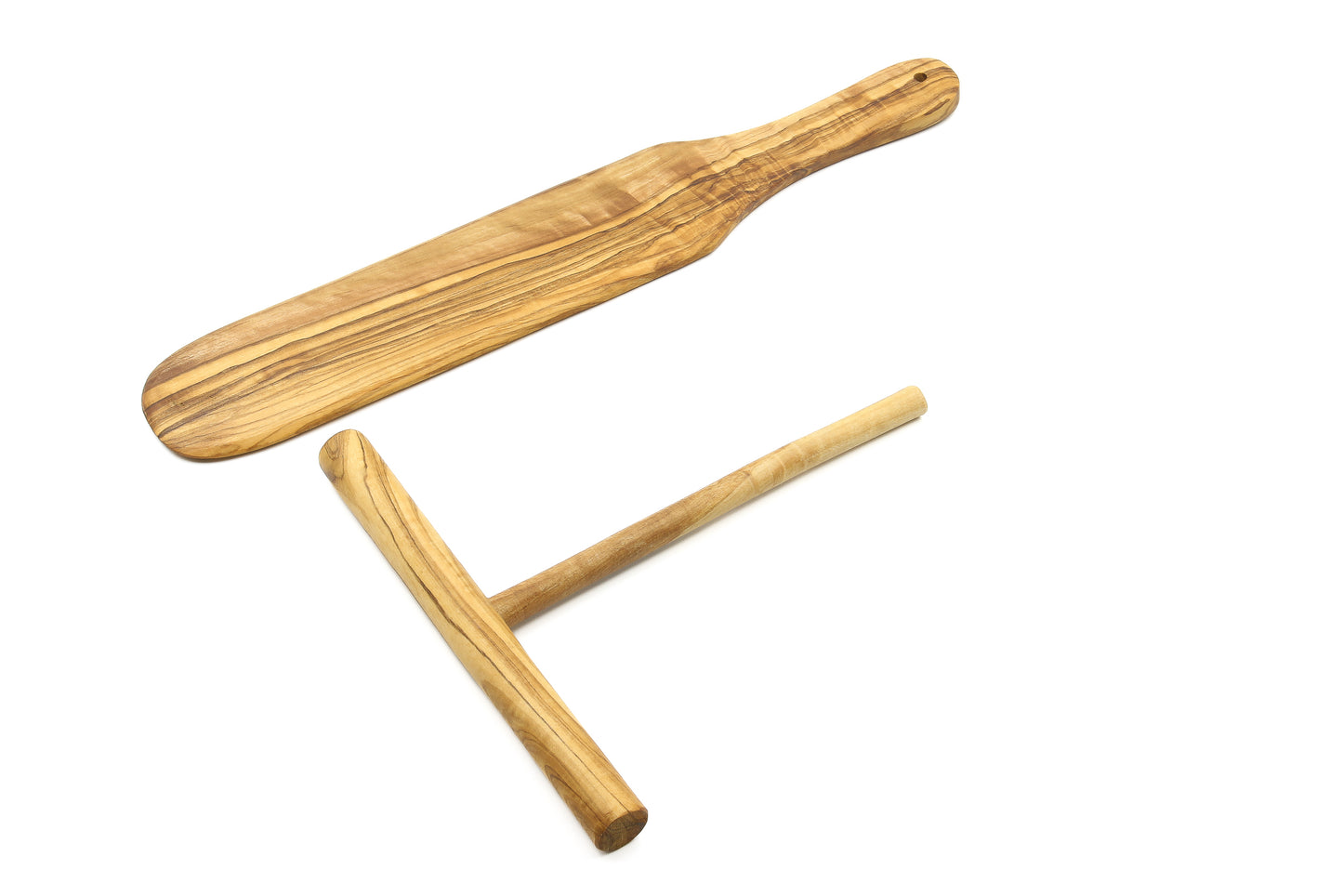 Artisan-made Basic set for crepe and pancake baking in beautiful olive wood