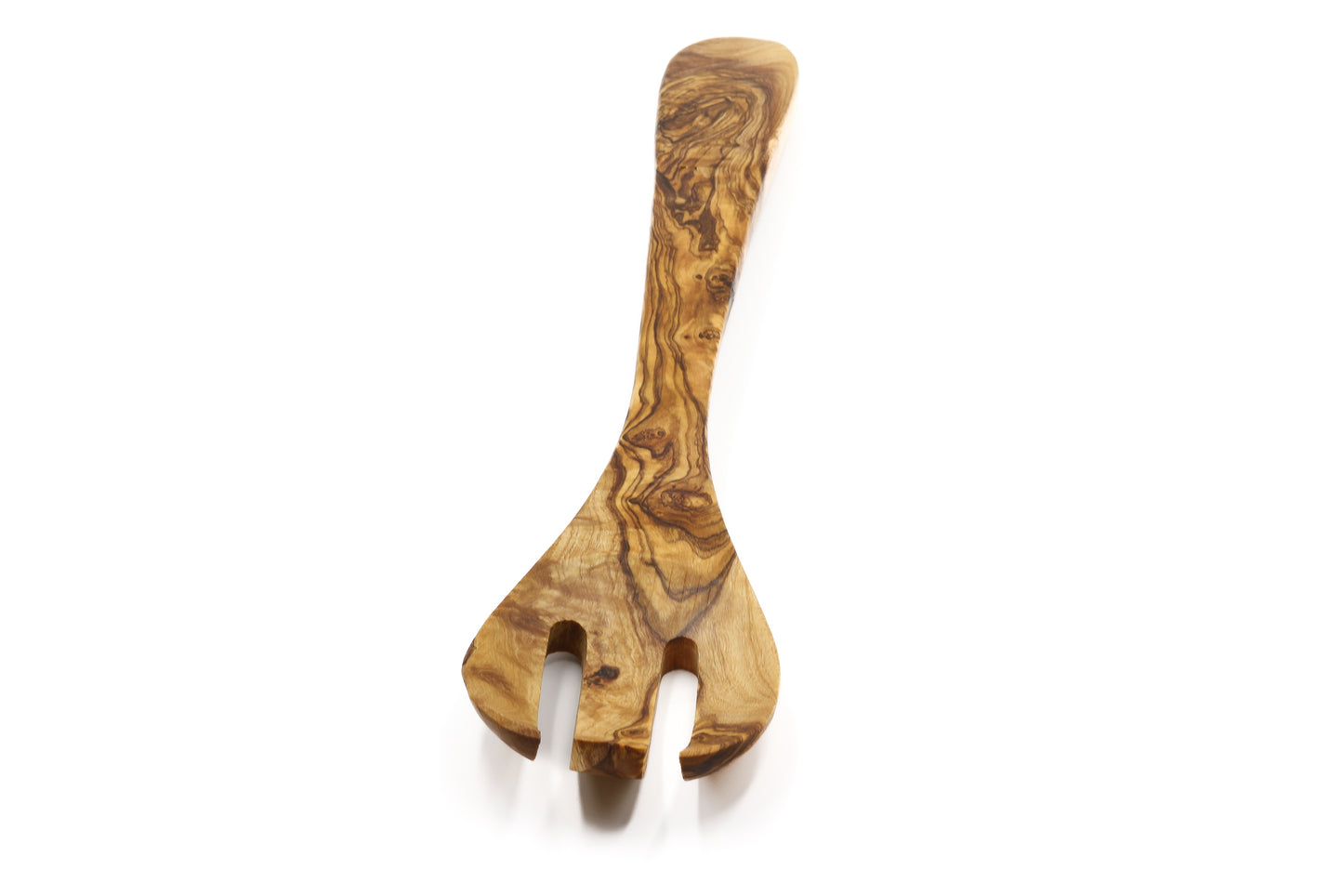 Eco-friendly olive wood forked spoon, an elegant salad server
