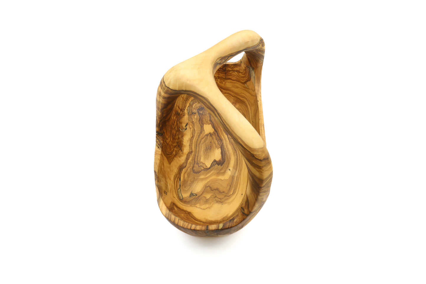 Olive Wood Fruit Container with Practical Handle