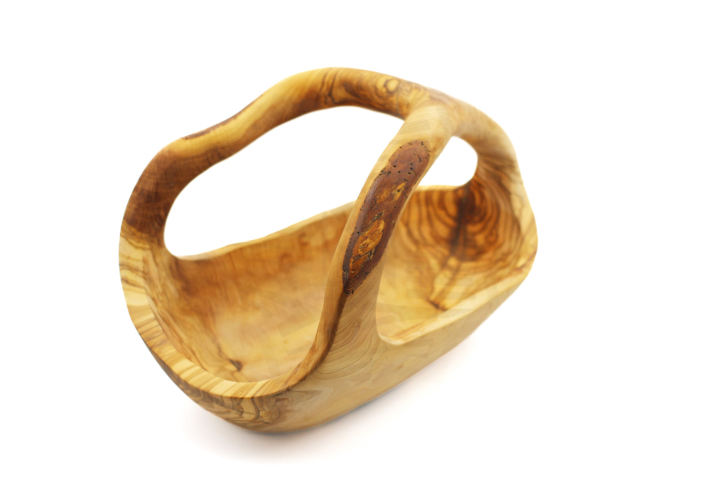 Olive Wood Fruit Bowl with Convenient Grip Handle
