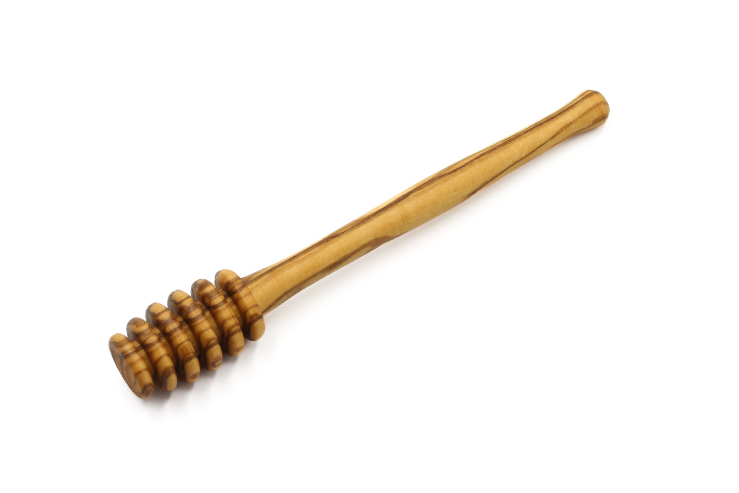 Artisan-crafted olive wood tool for serving honey