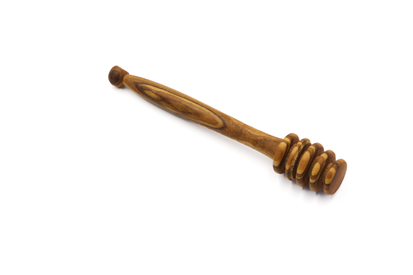 Handcrafted olive wood honey dipper for drizzling honey