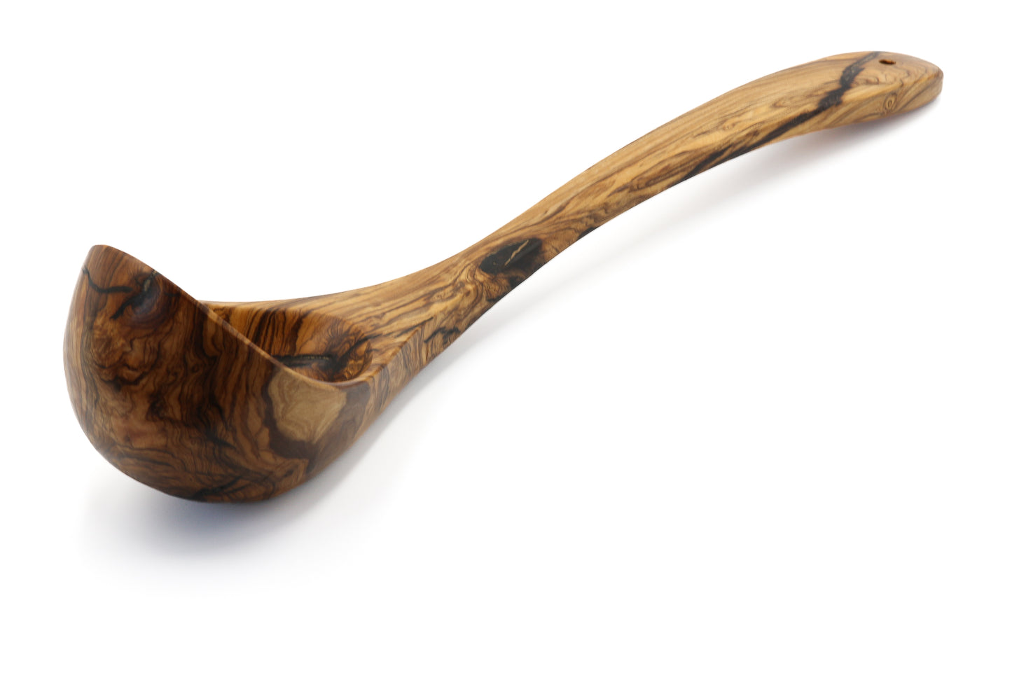 Unique olive wood utensil for serving soups