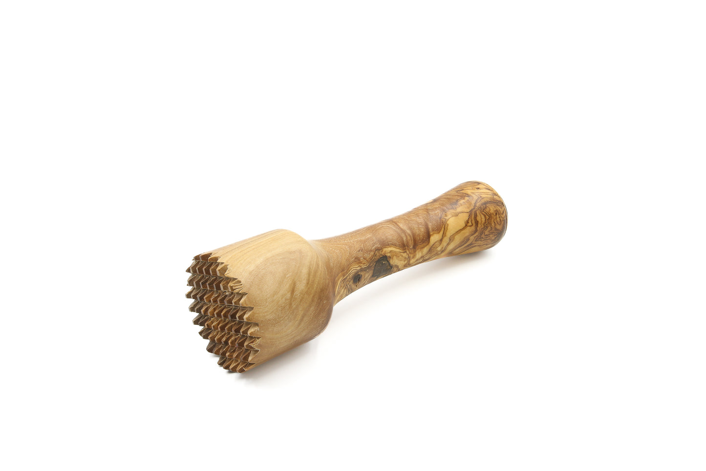 Unique olive wood tool for tenderizing and flattening meat