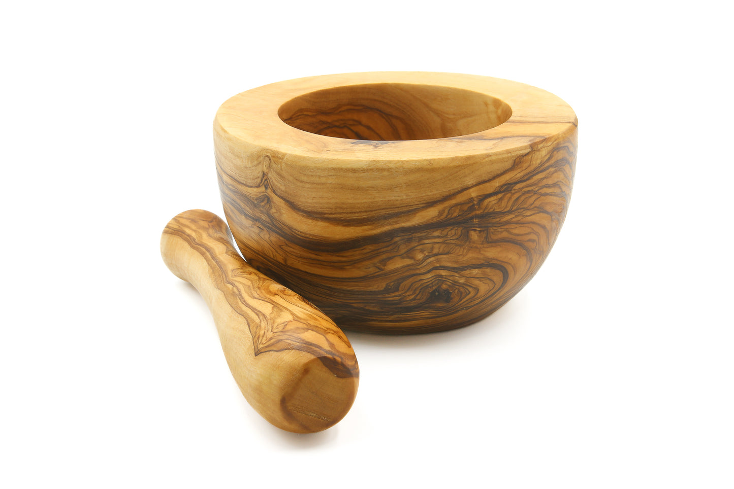 Hand-finished olive wood kitchen utensil for culinary tasks