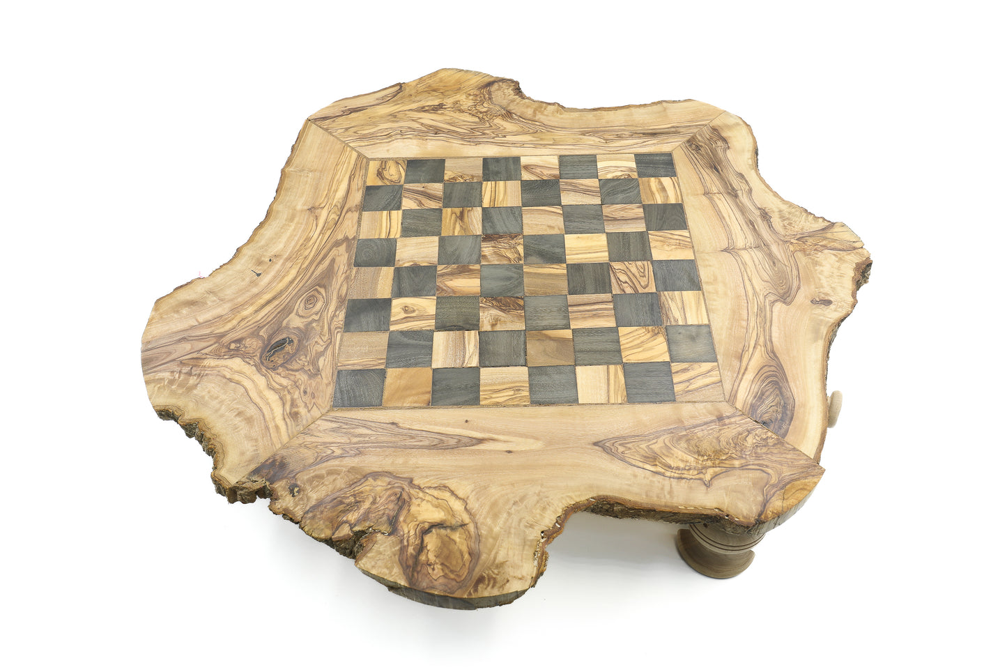 Hand-finished chess set made of natural olive wood, perfect for enthusiasts