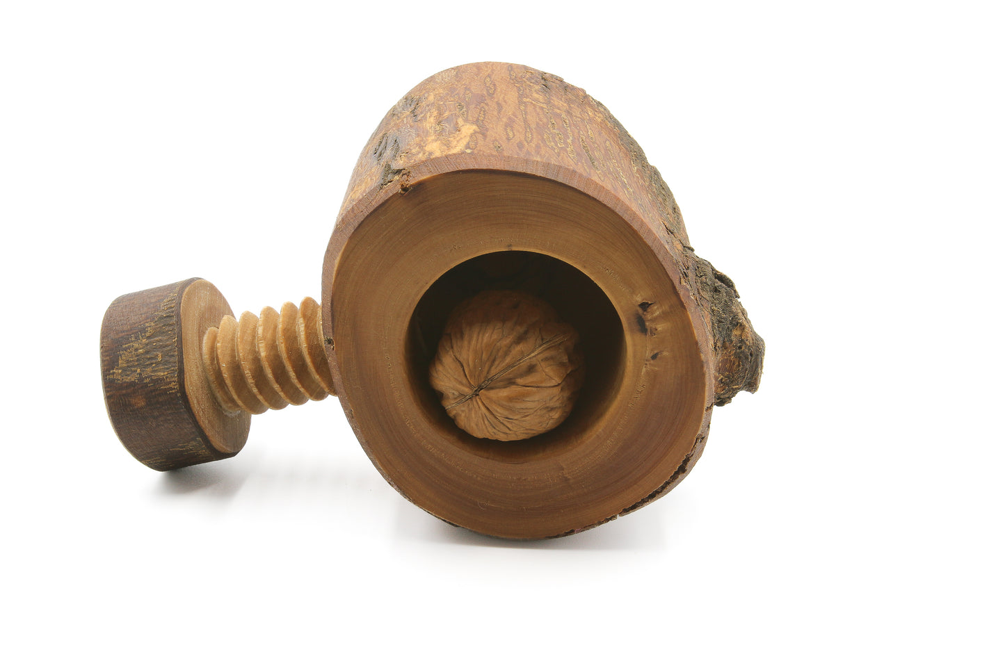 Unique olive wood kitchen tool for opening nuts