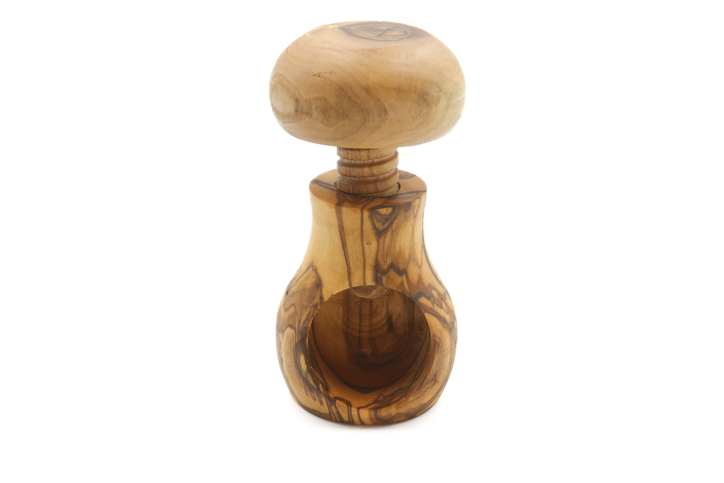 Artisan-crafted olive wood tool for cracking open nuts