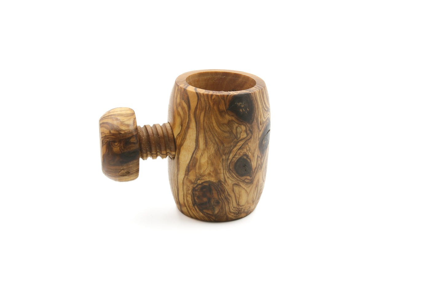 Hand-finished olive wood kitchen utensil for nut cracking