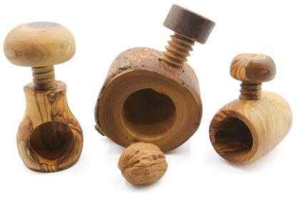 Olive wood nutcracker with a classic screw design