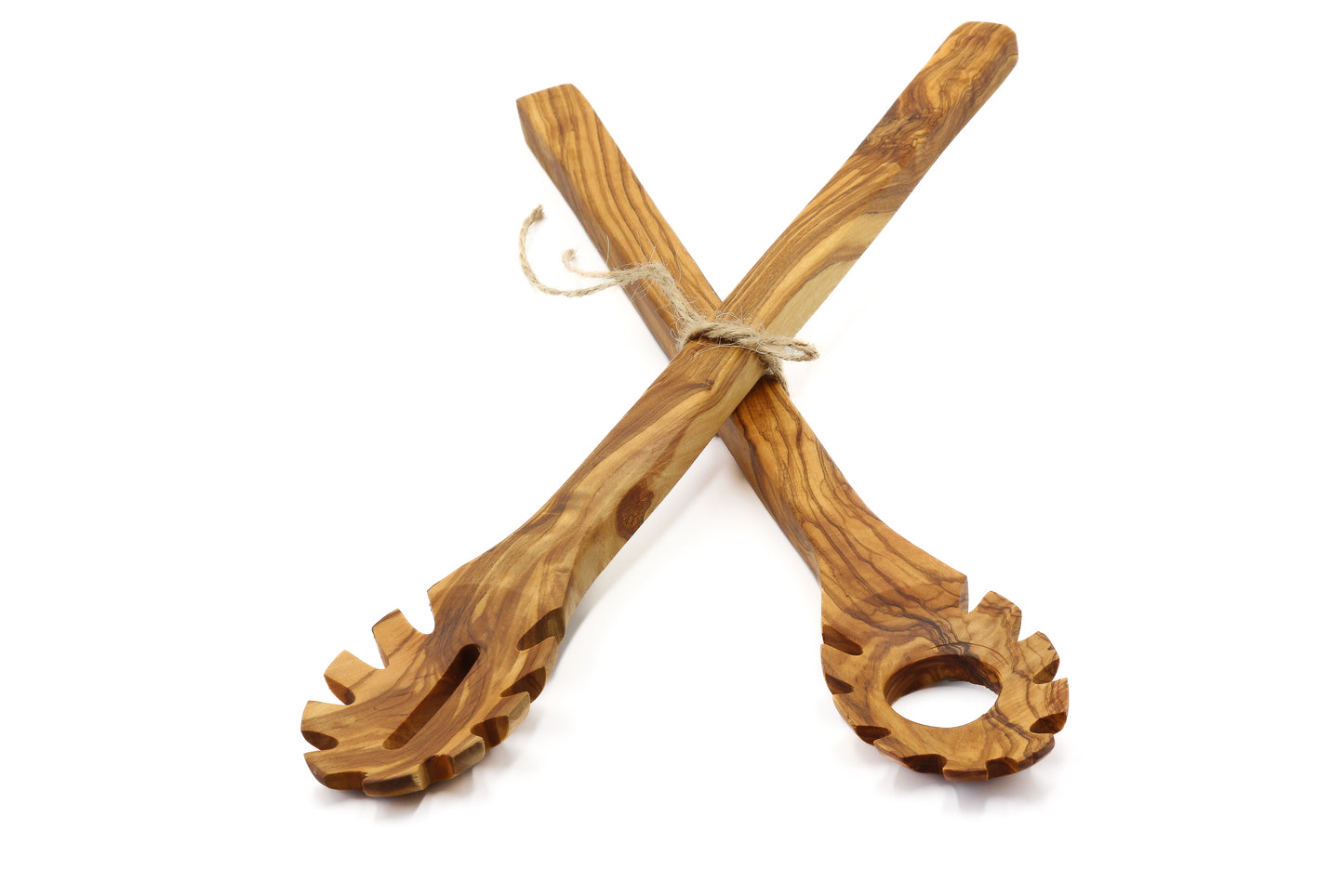 Unique pasta twirling fork crafted from olive wood
