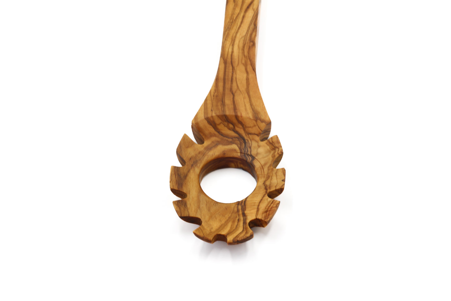Rustic olive wood scoop for spaghetti and pasta