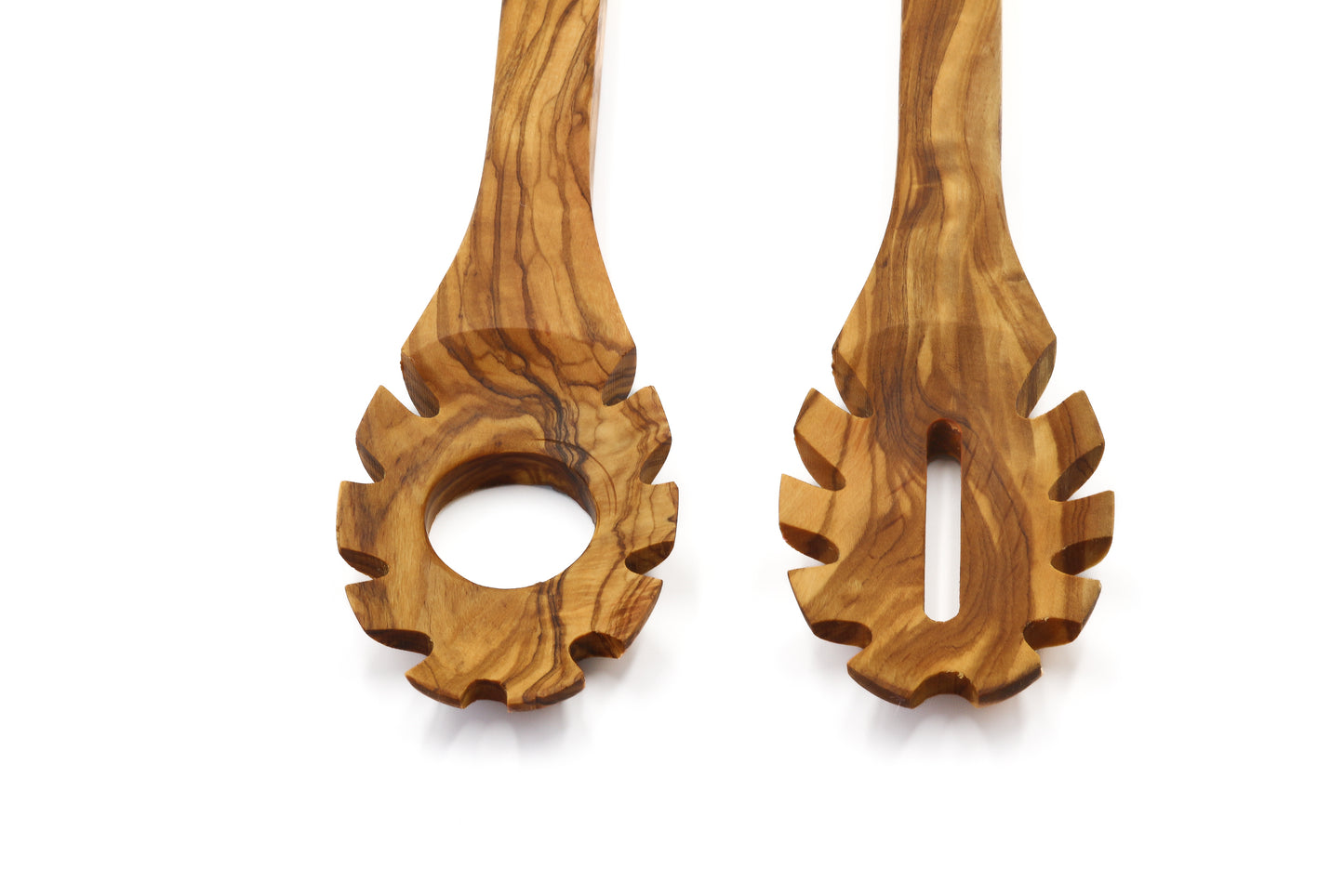 Handmade olive wood utensil for serving pasta and noodles
