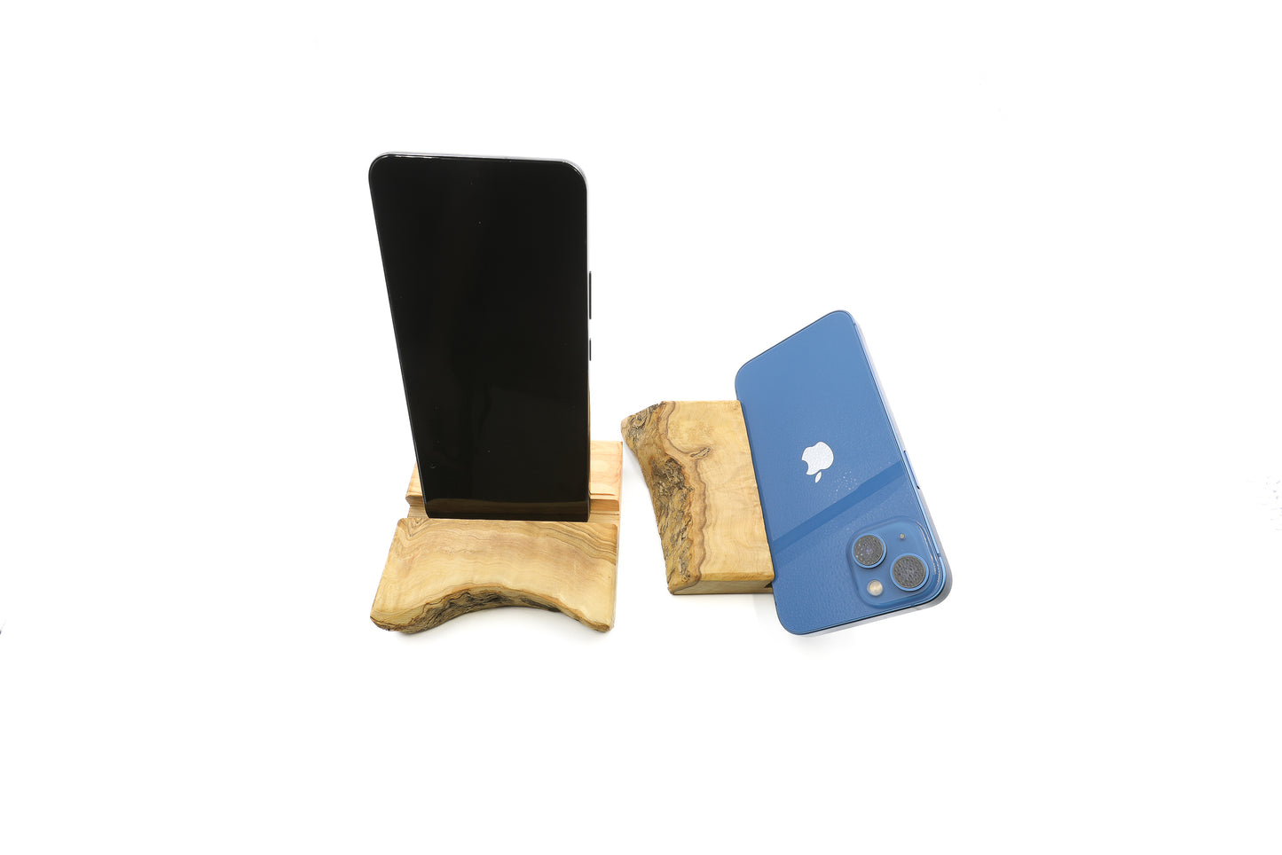 Eco-friendly phone holder made from sustainable olive wood