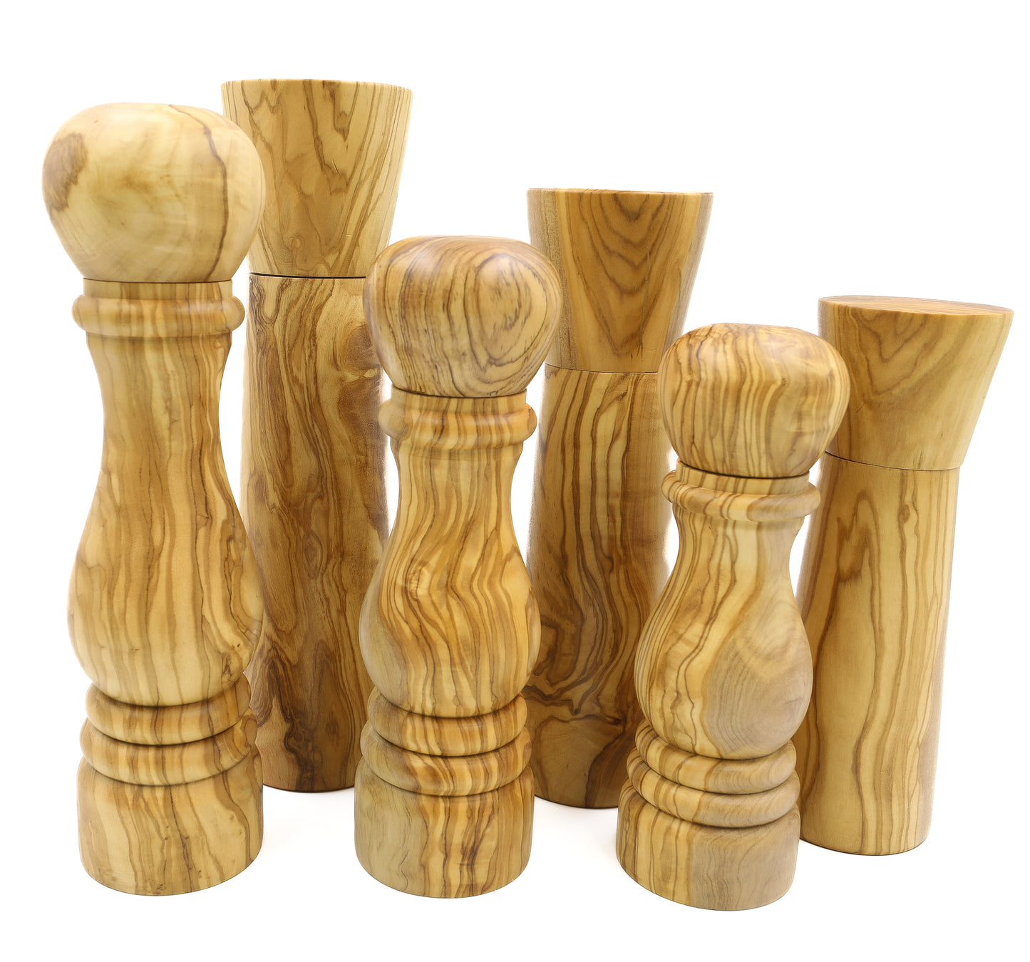 Olive wood salt and pepper mills, spices grinders, ceramic mechanism