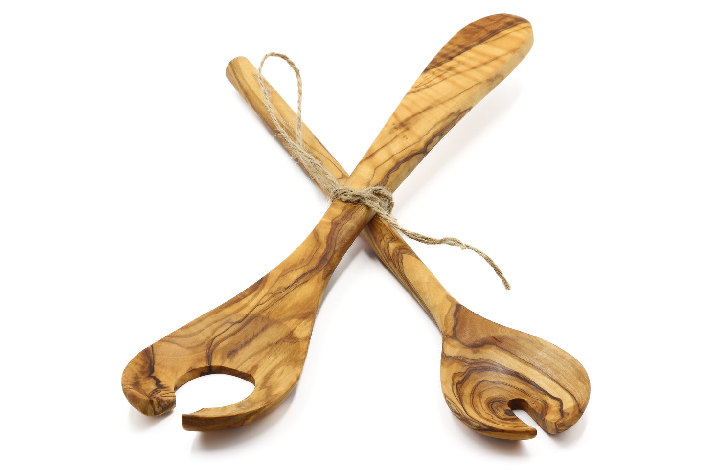Olive wood Scandinavian-themed salad serving fork