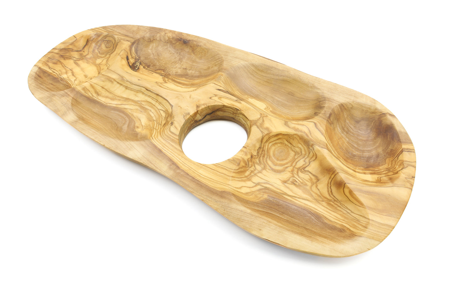 Artisan-crafted sectional tray in beautiful olive wood