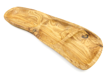 Unique olive wood kitchen accessory for presenting appetizers in an irregular layout