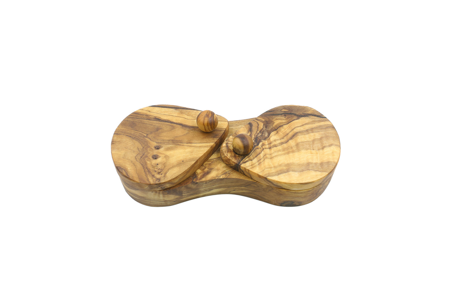 Artisan-made wooden seasoning container in beautiful olive wood