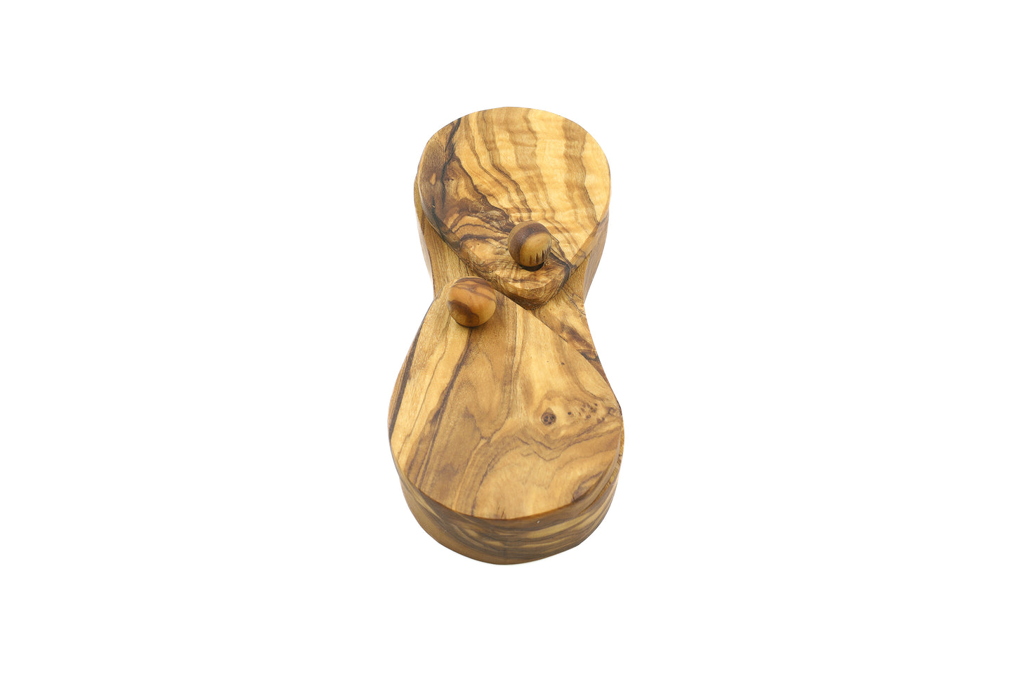 Olive wood salt and spice box with two compartments for versatile seasoning storage
