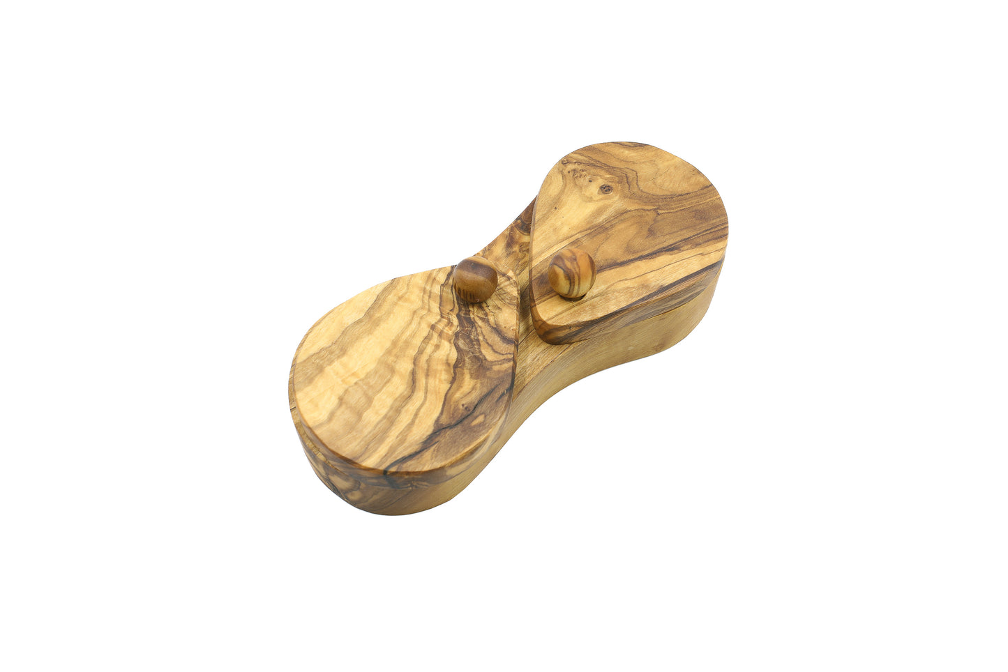 Exquisite Olive Wood Dual-Compartment Salt and Spice Box for Versatile Seasoning Organization