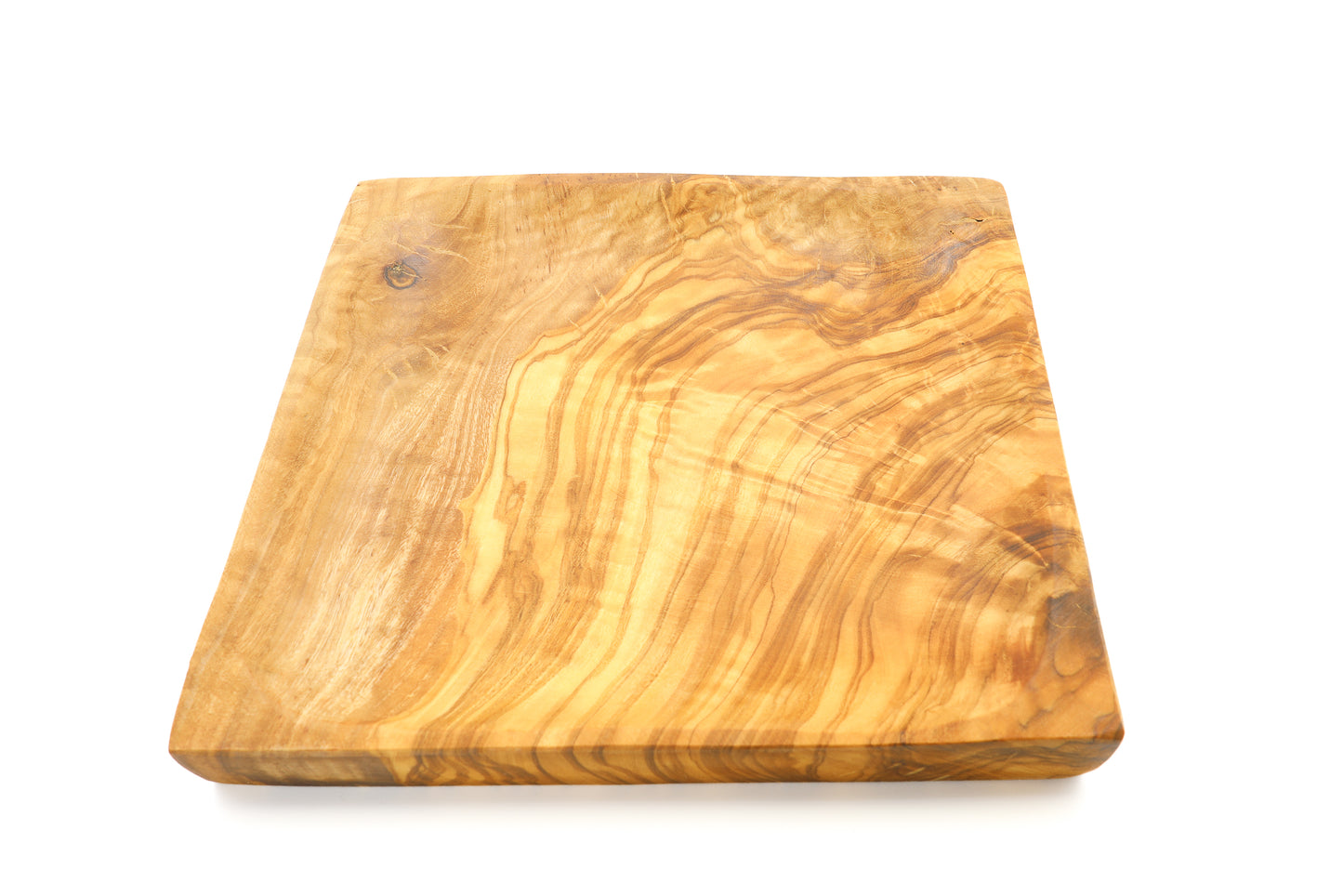 Set of square and rectangular olive wood dinnerware