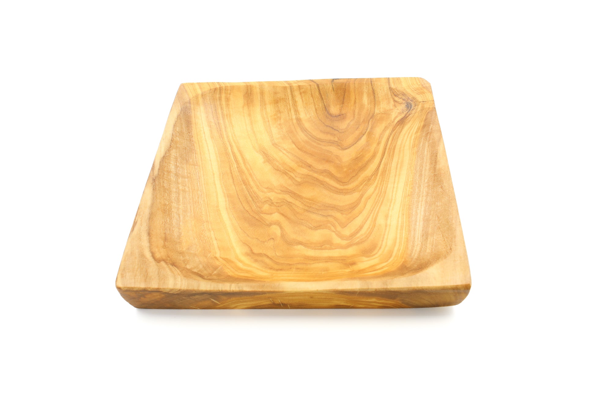 Artisanal square olive wood plates and rectangular dishes