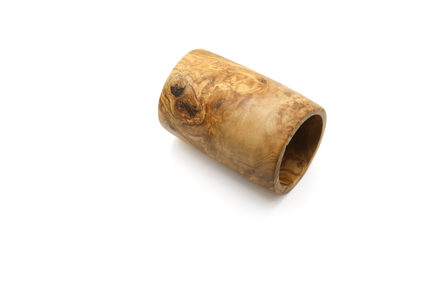Vintage-inspired kitchen utensil holder made of olive wood