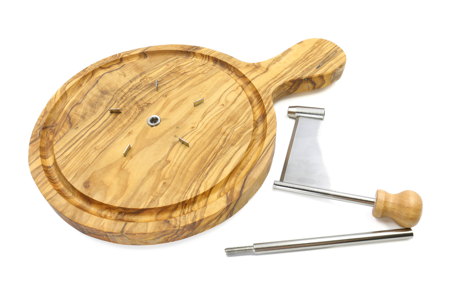 Deluxe olive wood Swiss cheese curler, cheese shaver for Tête de Moine