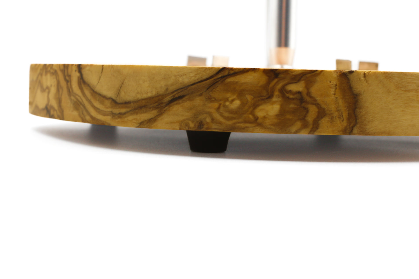 Natural olive wood cheese board with a stainless steel platter and cheese shaver, ideal for your cheese presentation