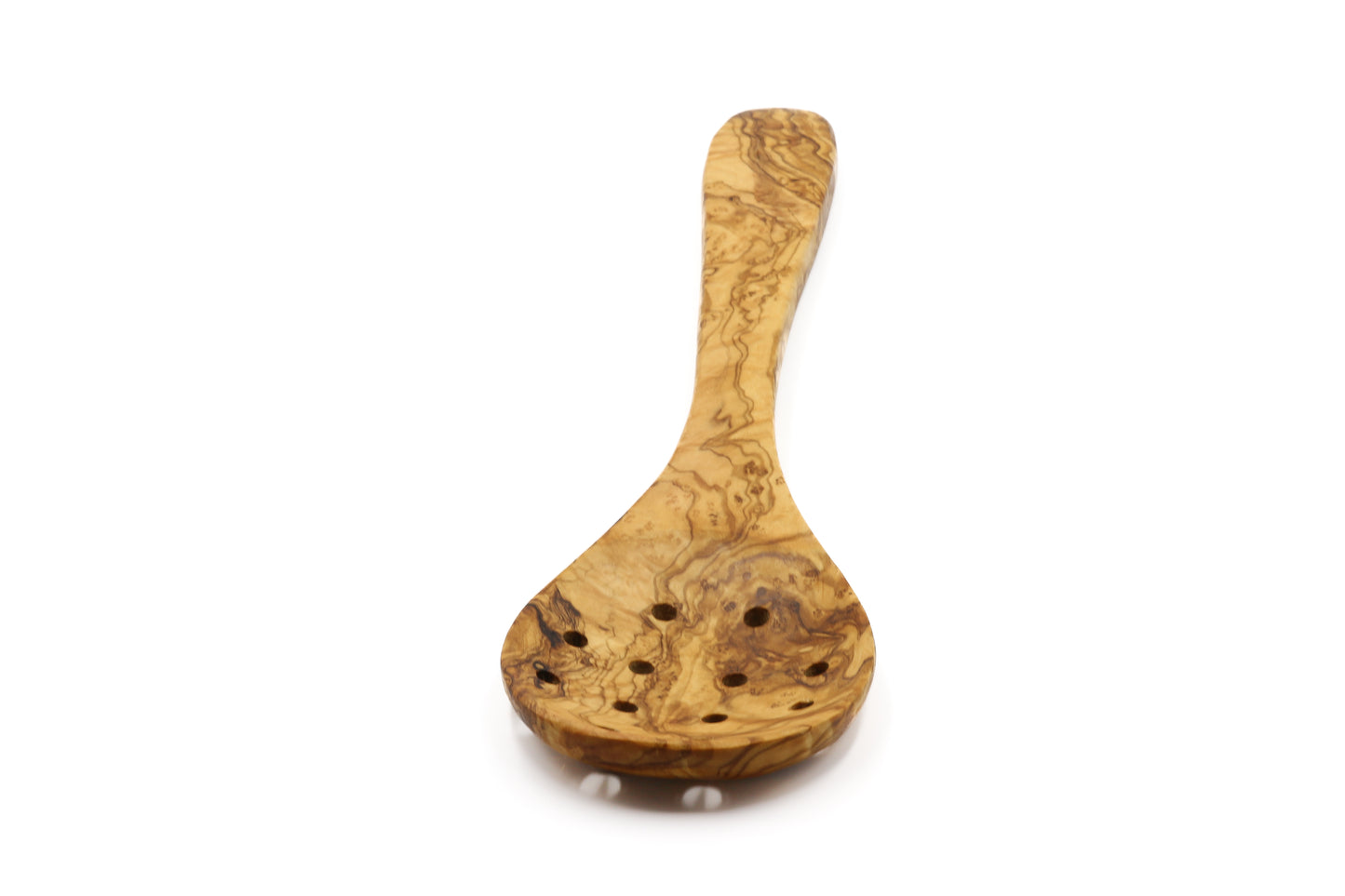 Olive wood strainer, skimmer, and serving spoon