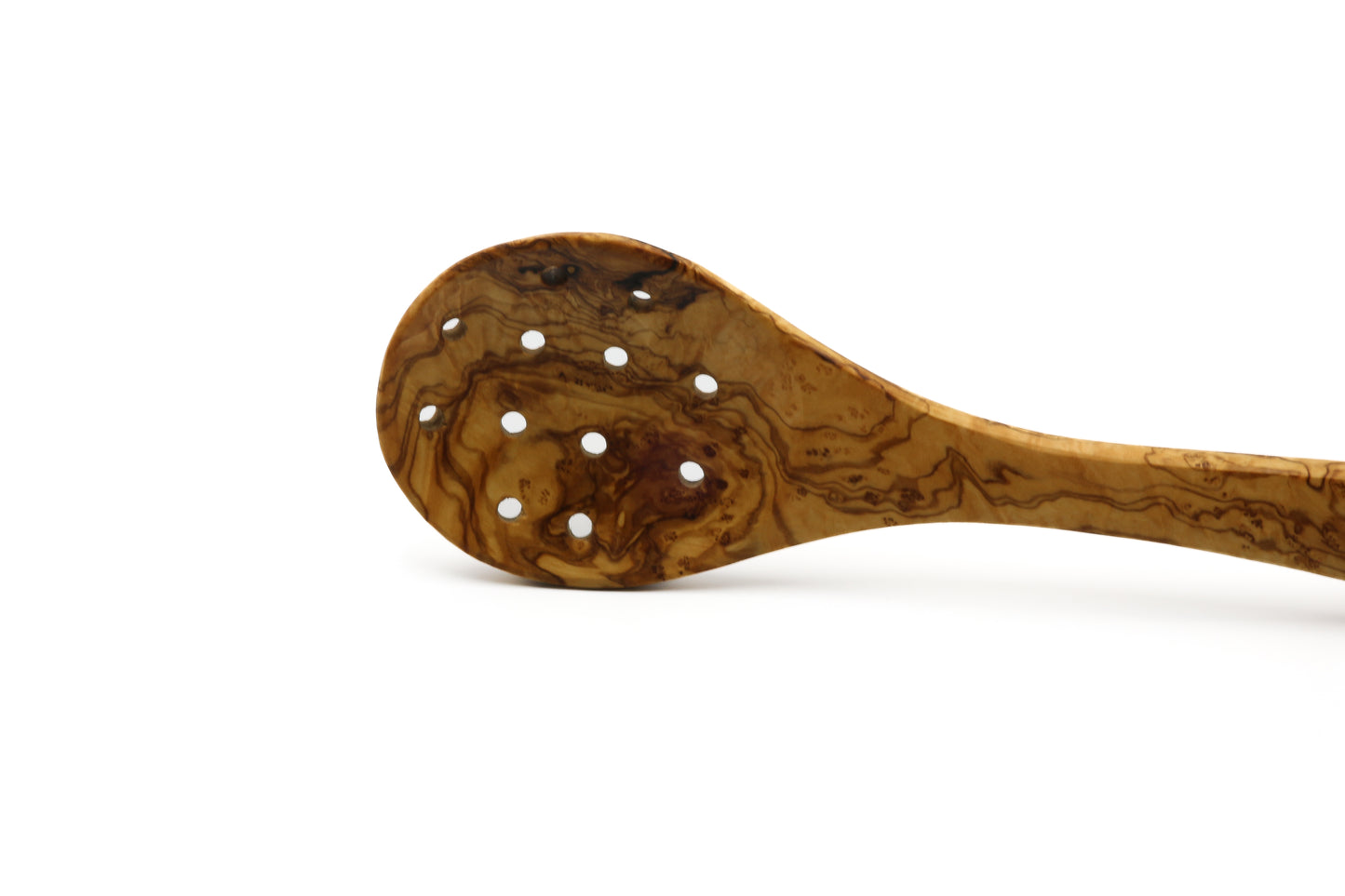 Olive wood slotted skimmer, strainer, and serving spoon