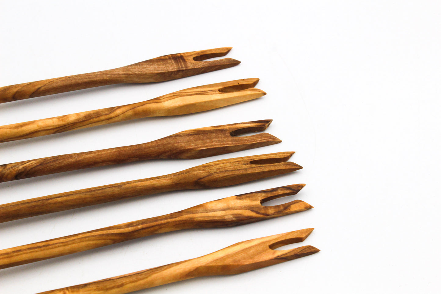 Olive Wood Fondue Fork | 6pcs | Metal & Wood