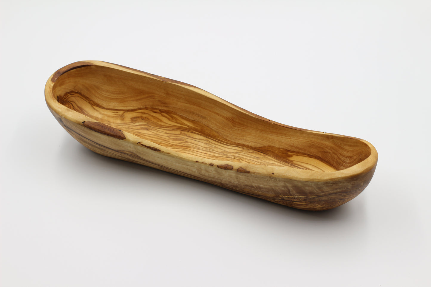 Rustic olive wood baguette bowl