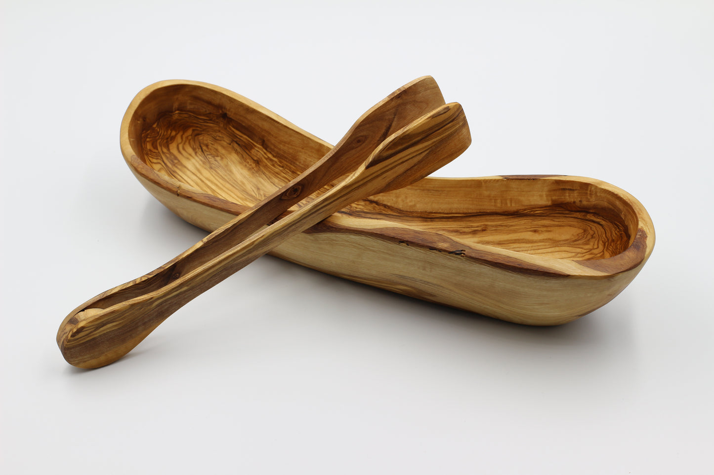 Rustic olive wood baguette bowl