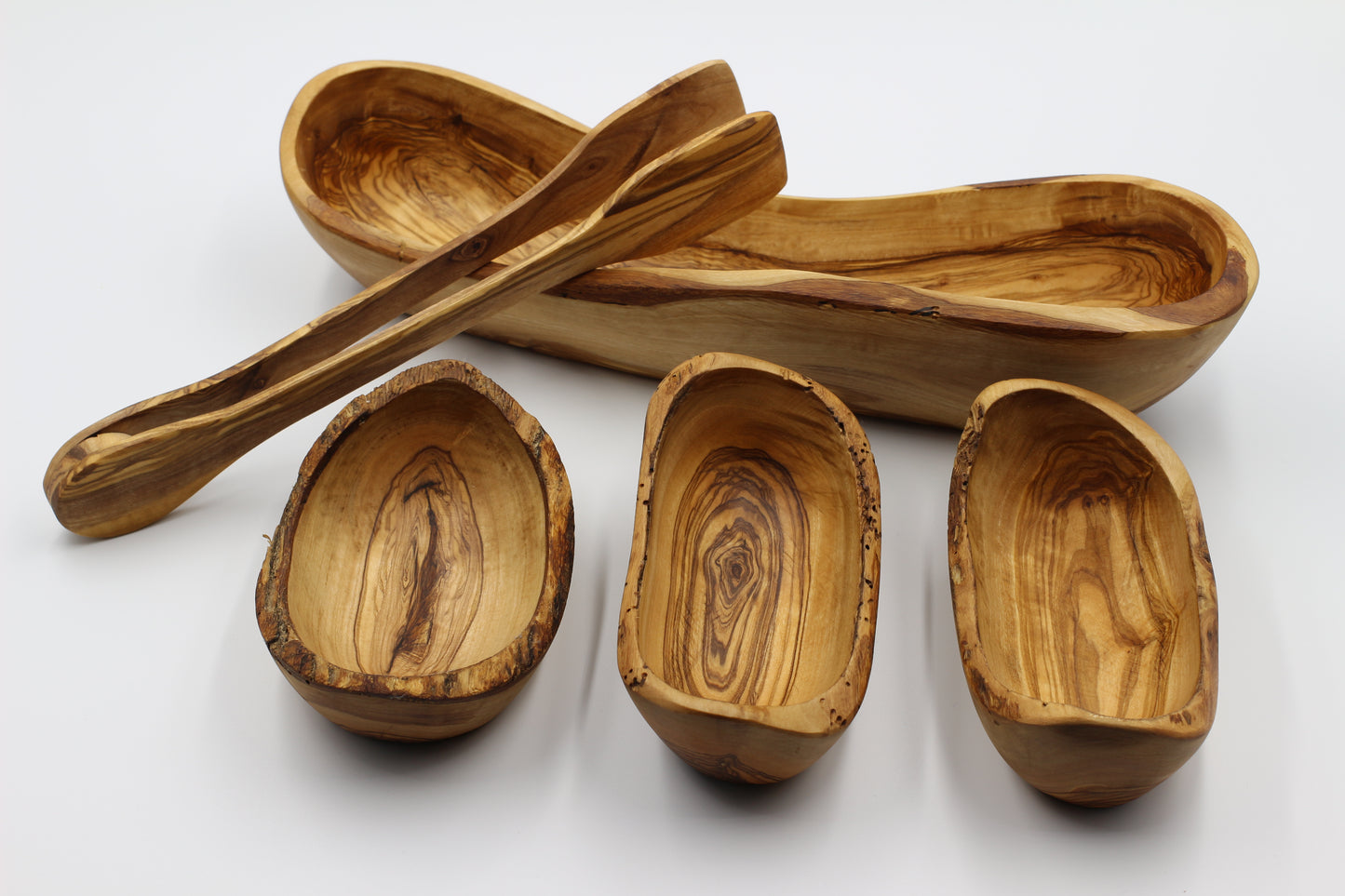 Rustic olive wood baguette bowl