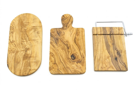 Cheese platter gift set: olive wood tray & cheese slicer