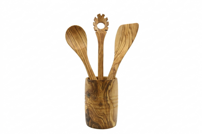 Olive wood kitchenware utensils set