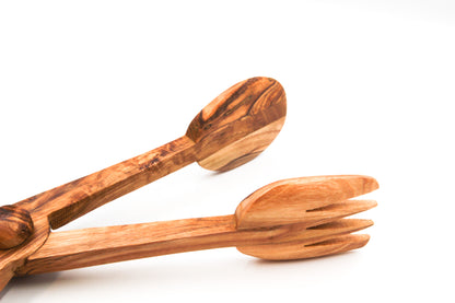 Olive wood salad tongs