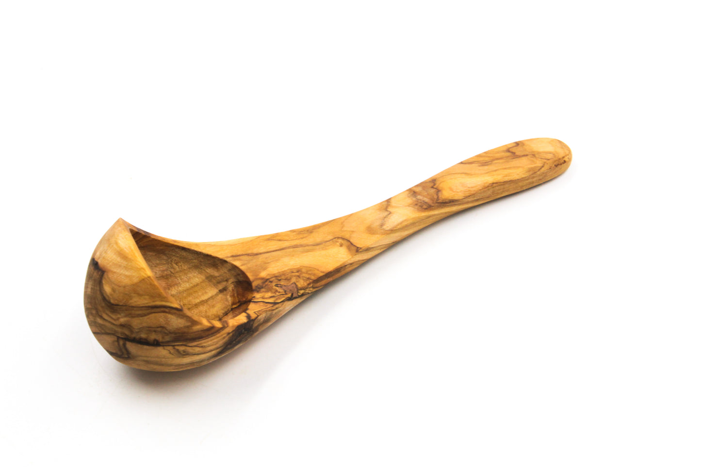 Olive wood ladle, soup spoon serving