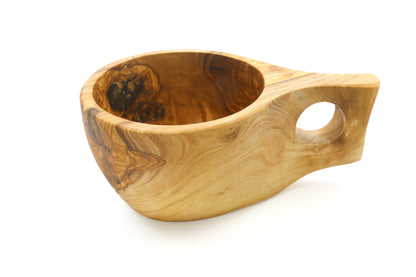 Handmade olive wood mug with a Nordic touch