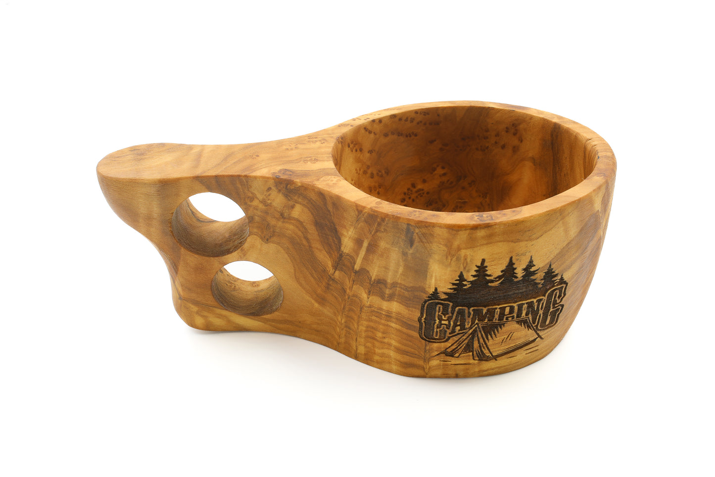 Artisan-made Scandinavian-style wooden cup from olive wood