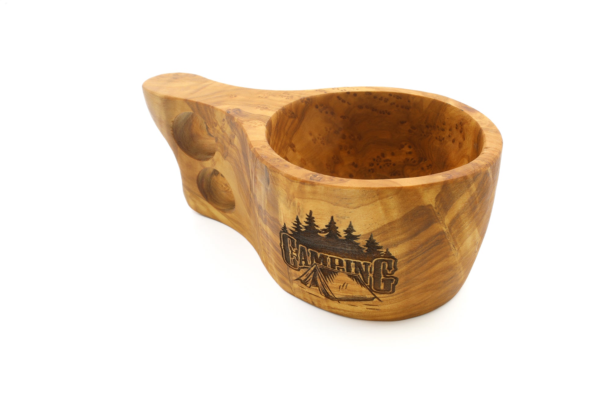 Olive wood cup with a traditional kuksa design