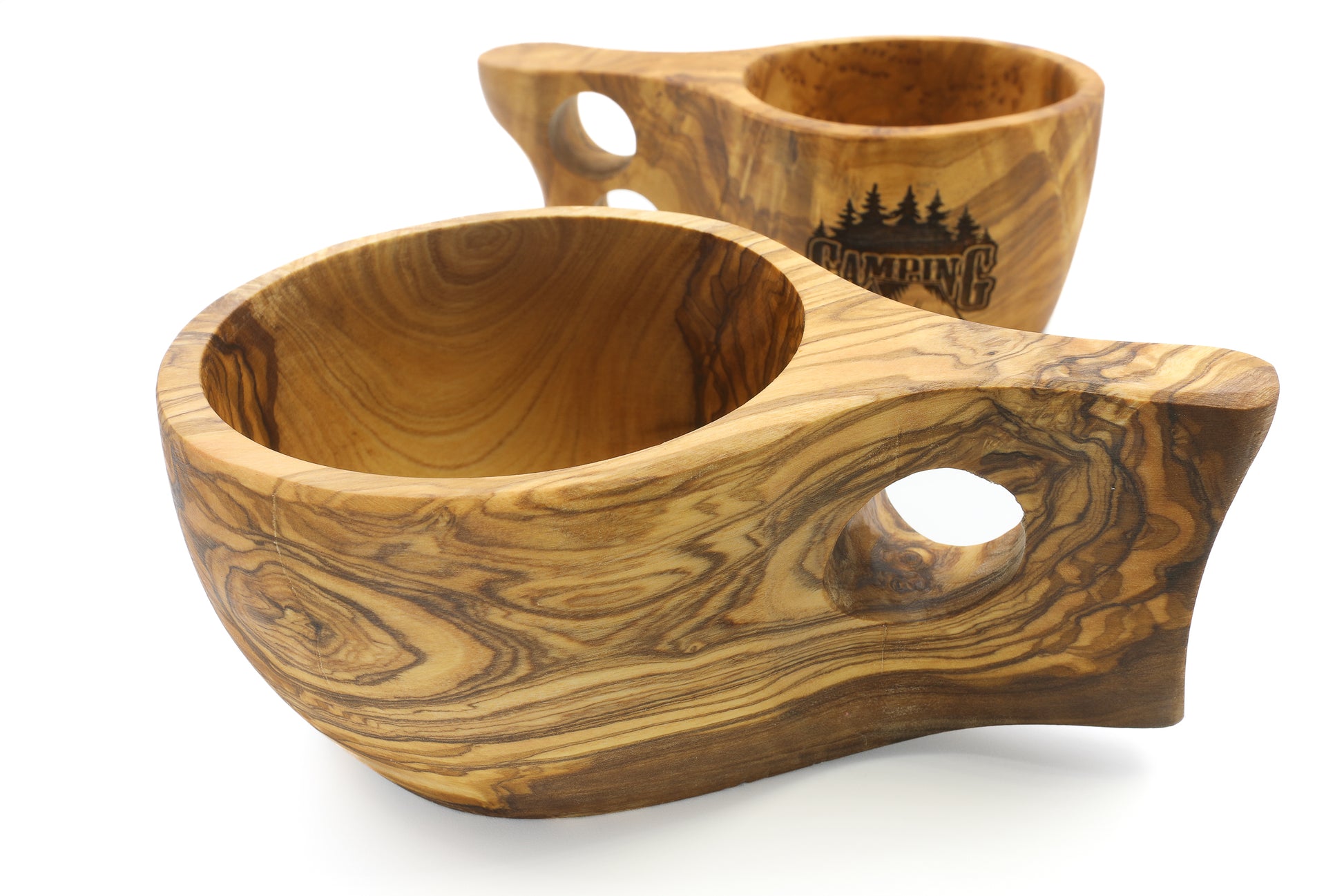 Artisan-crafted olive wood drinkware for a touch of Nordic charm