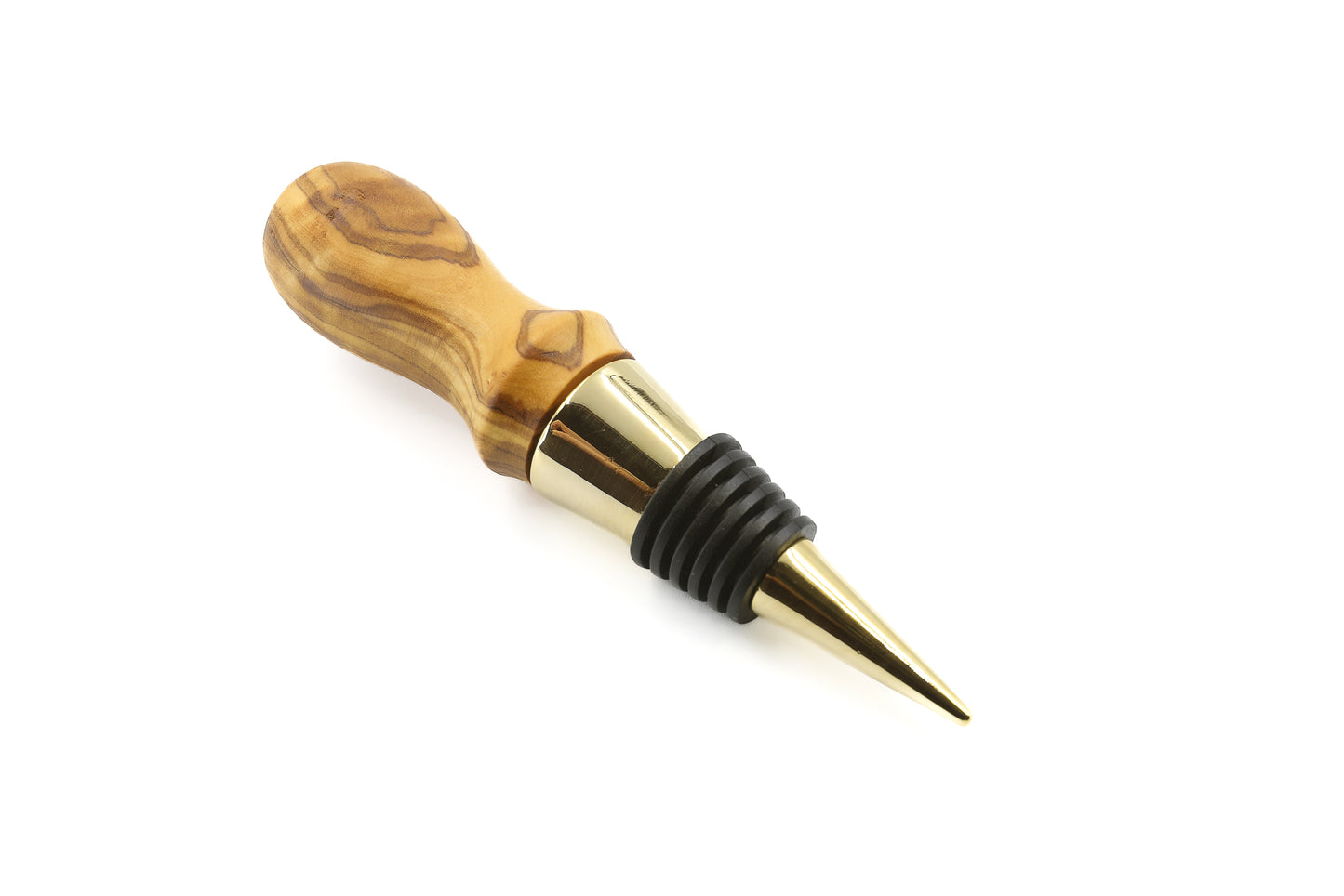 Olive wood wine stopper with a one-of-a-kind charm