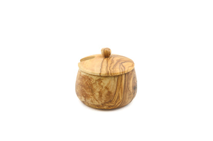 Exquisite olive wood container for salt and sugar
